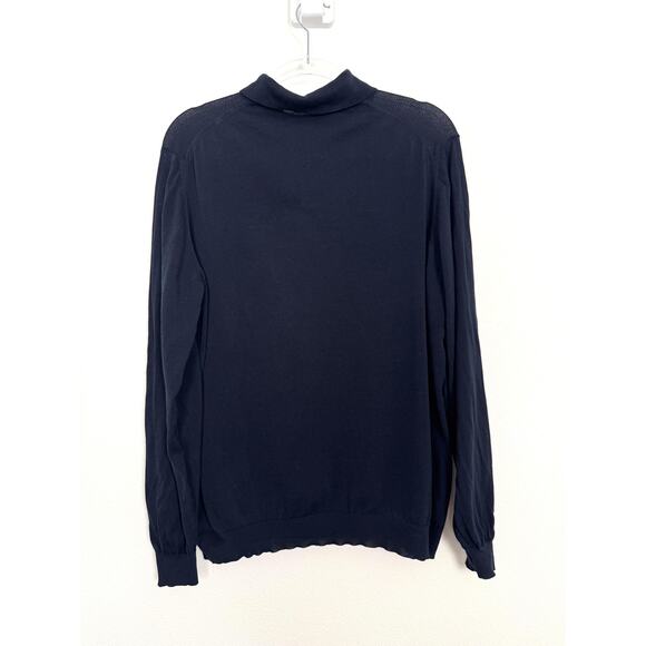 Malo Sweater Mens Large Navy Polo Long Sleeve Italy Luxury Knit Cotton sz 54 - Picture 2 of 10
